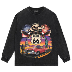 100 YEARS ROUTE 66 AMERICA’S 250TH TANK TOP & TEE & LONG SLEEVE & LAYERED LS & HOODIE