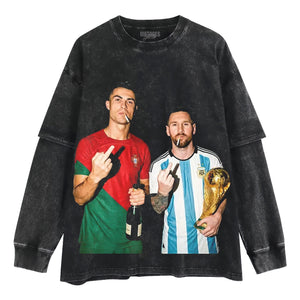 ARGENTINA MESSI & CRISTIANO RONALDO FUNNY VINTAGE TANK TOP & TEE & LONG SLEEVE & LAYERED LS & HOODIE