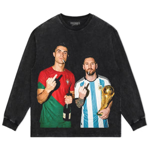 ARGENTINA MESSI & CRISTIANO RONALDO FUNNY VINTAGE TANK TOP & TEE & LONG SLEEVE & LAYERED LS & HOODIE