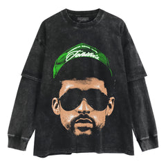 BAD BUNNY & 2026 BIG FACE LAYERED LONG SLEEVE