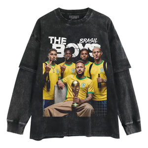 BRASIL THE BOYS FOOTBALL PRINT TANK TOP & TEE & LONG SLEEVE & LAYERED LS & HOODIE