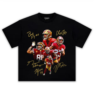 BROCK PURDY & KYLE JUSZCZYK & GEORGE KITTLE & CHRISTIAN MCCAFFREY 49ERS TANK TOP & TEE & LONG SLEEVE & LAYERED LS & HOODIE