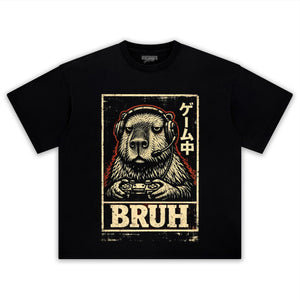 BRUH CAPYBARA GAMER VIDEO GAMES MEME TEE & LS & HOODIE