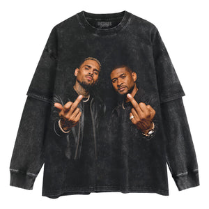 CHRIS BROWN AND USHER - MIDDLE FINGER V2 TANK TOP & TEE & LONG SLEEVE & LAYERED LS & HOODIE