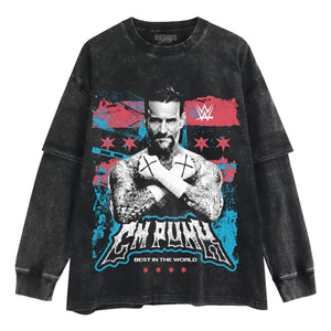 CM PUNK BEST IN THE WORLD RETRO GRUNGE TANK TOP & TEE & LONG SLEEVE & LAYERED LS & HOODIE