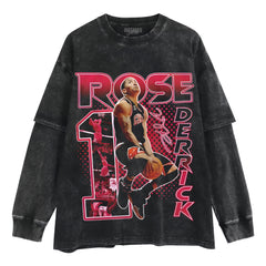 DERRICK ROSE CHICAGO NAME NUMBER LAYERED LONG SLEEVE