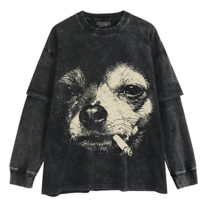 DOG - SMOKING - CIGARETTE TANK TOP & TEE & LONG SLEEVE & LAYERED LS & HOODIE