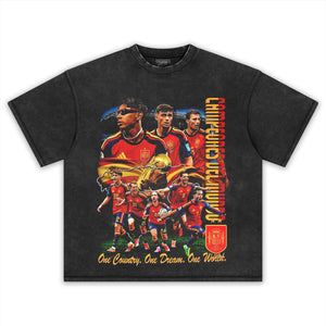 ESPAÑA WORLD CHAMPIONS WASHED BLACK TANK TOP & TEE & LONG SLEEVE & LAYERED LS & HOODIE