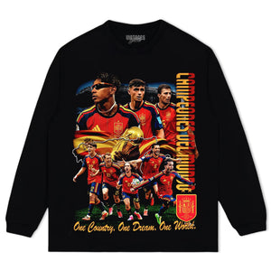 ESPAÑA WORLD CHAMPIONS WASHED BLACK TANK TOP & TEE & LONG SLEEVE & LAYERED LS & HOODIE