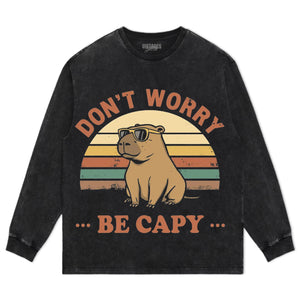 FUNNY CAPYBARA SHIRT, DON'T WORRY BE CAPY TEE & LS & HOODIE