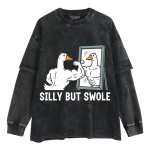 FUNNY SILLY BUT SWOLE GYM GOOSE TANK TOP & TEE & LONG SLEEVE & LAYERED LS & HOODIE