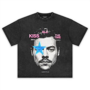 HARRY-STYLES STAR EYE KISS ALL THE TIME TOGETHER TOUR VINTAGE TANK TOP & TEE & LONG SLEEVE & LAYERED LS & HOODIE