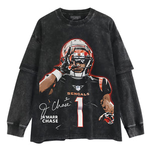 JA’MARR CHASE - CINCINNATI FOOTBALL VINTAGE TANK TOP & TEE & LONG SLEEVE & LAYERED LS & HOODIE