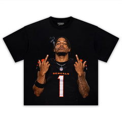 JA’MARR CHASE MIDDLE FINGER TANK TOP & TEE & LONG SLEEVE & LAYERED LS & HOODIE