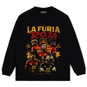 LA FURIA ROJA SPAIN FOOTBALL VINTAGE 2026 SOCCER DESIGN TANK TOP & TEE & LONG SLEEVE & LAYERED LS & HOODIE