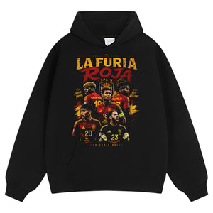 LA FURIA ROJA SPAIN FOOTBALL VINTAGE 2026 SOCCER DESIGN TANK TOP & TEE & LONG SLEEVE & LAYERED LS & HOODIE