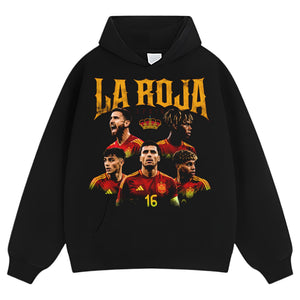 LA FURIA ROJA SPAIN FOOTBALL VINTAGE 2026 SOCCER DESIGN V2 TANK TOP & TEE & LONG SLEEVE & LAYERED LS & HOODIE