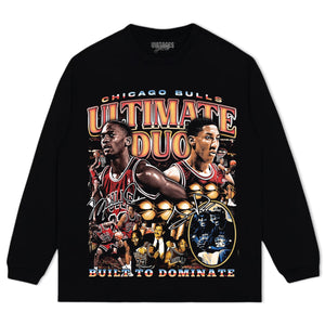 MICHAEL JORDAN & SCOTTIE PIPPEN-CHICAGO BULLS ULTIMATE DUO VINTAGE TEE & LS & HOODIE