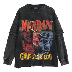 MICHEAL JORDAN CHICAGO BULLS VINTAGE STYLE LAYERED LONG SLEEVE