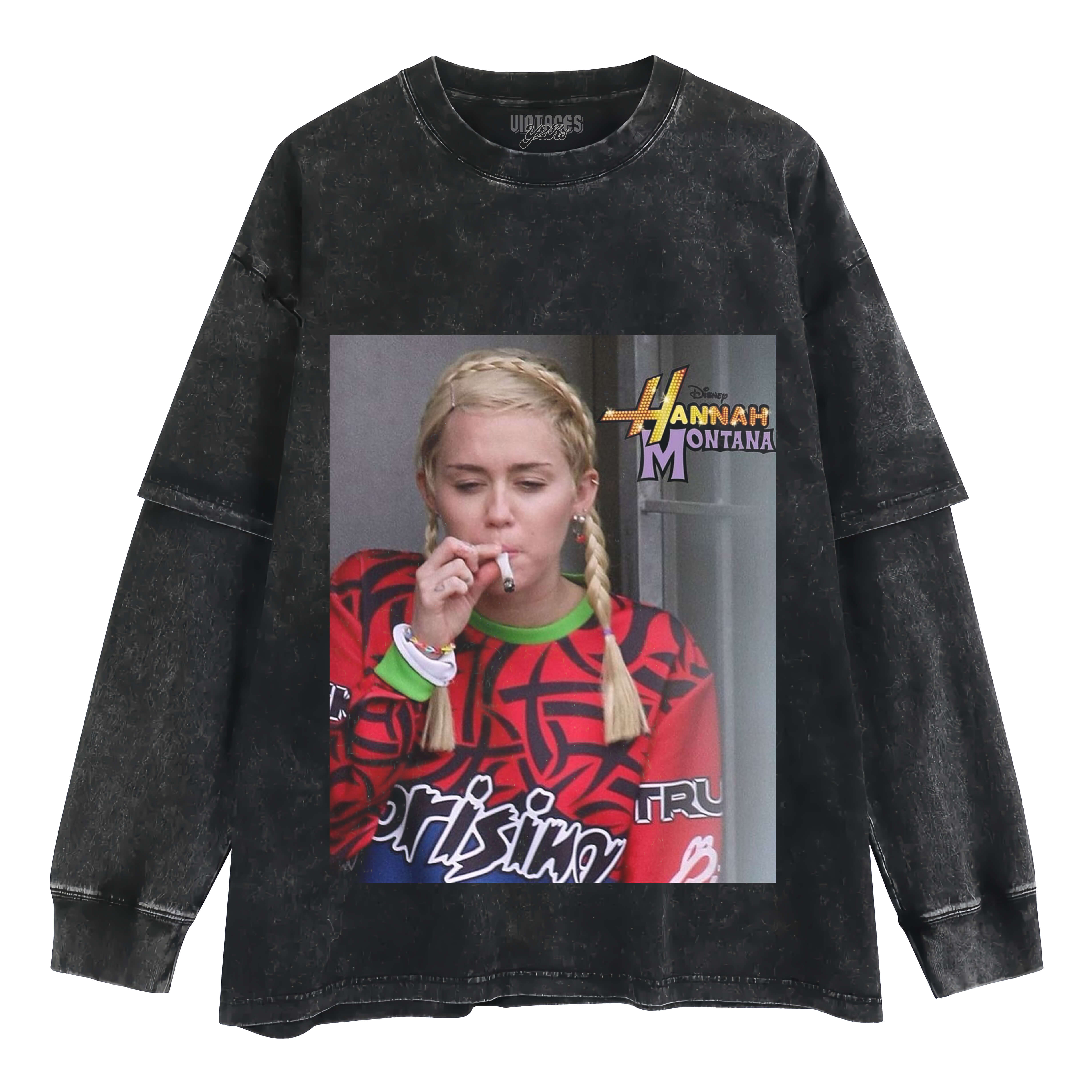 MILEY CYRUS HANNAH MONTANA FUNNY SMOKING V2 LAYERED LONG SLEEVE