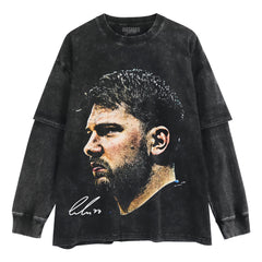 MITCHELL & NESS LUKA DONCIC BIG HEAD LAYERED LONG SLEEVE