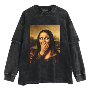 MONA LISA PARODY - MONA LISA IN TOILET TANK TOP & TEE & LONG SLEEVE & LAYERED LS & HOODIE
