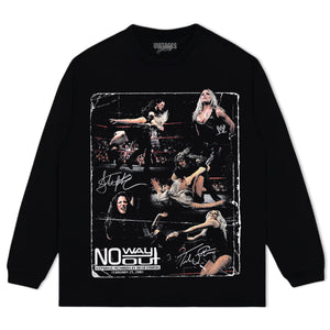 STEPHANIE MCMAHON VS. TRISH STRATUS NO WAY OUT 25TH ANNIVERSARY TEE & LS & HOODIE