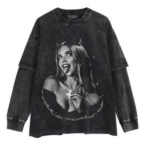 SYDNEY SWEENEY DEVIL TANK TOP & TEE & LONG SLEEVE & LAYERED LS & HOODIE