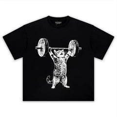 WEIGHT LIFTING GYM CAT TANK TOP & TEE & LONG SLEEVE & LAYERED LS & HOODIE