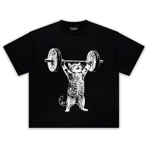 WEIGHT LIFTING GYM CAT TANK TOP & TEE & LONG SLEEVE & LAYERED LS & HOODIE