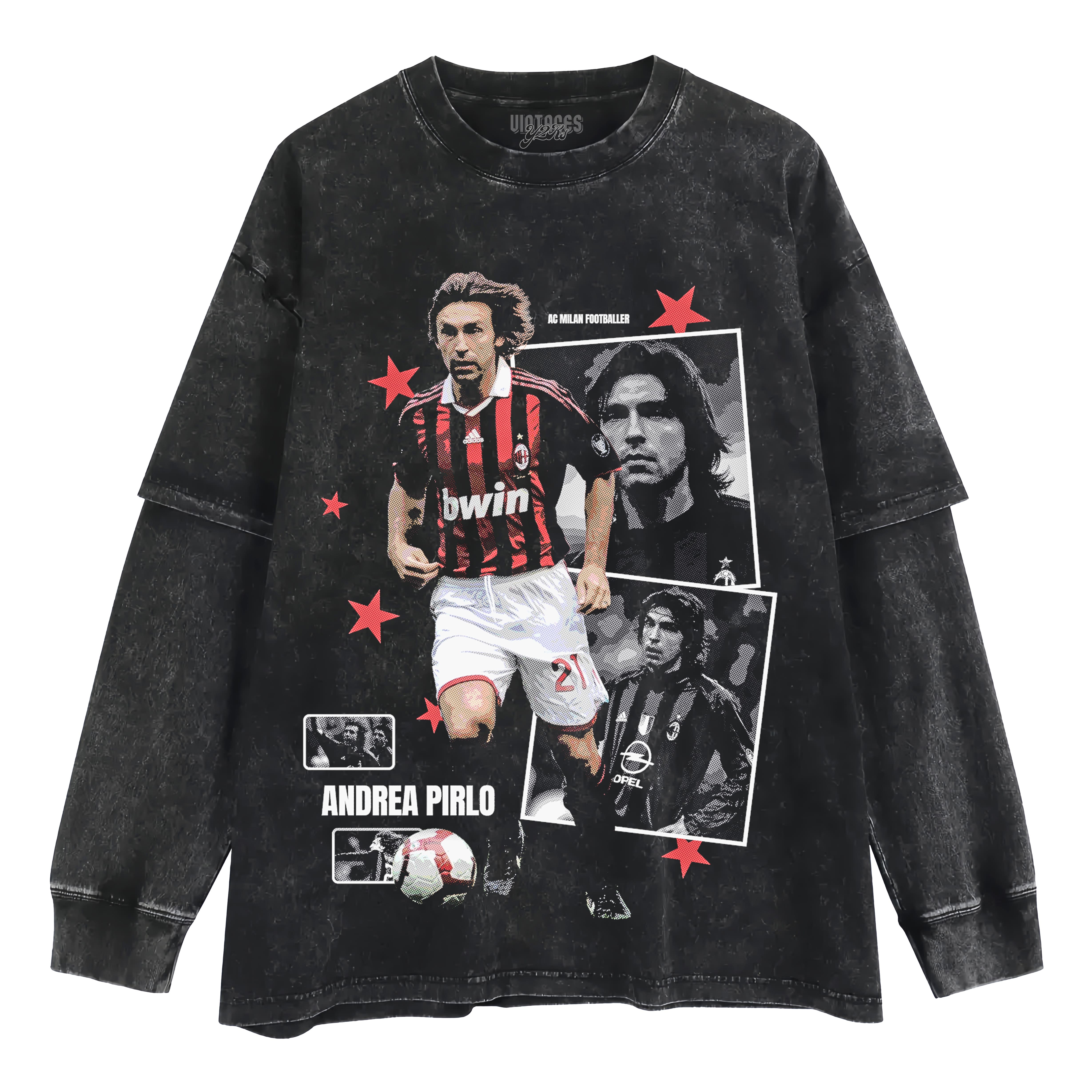 ANDREA PIRLO AC MILAN ARCHIVE TANK TOP & TEE & LONG SLEEVE & LAYERED LS & HOODIE