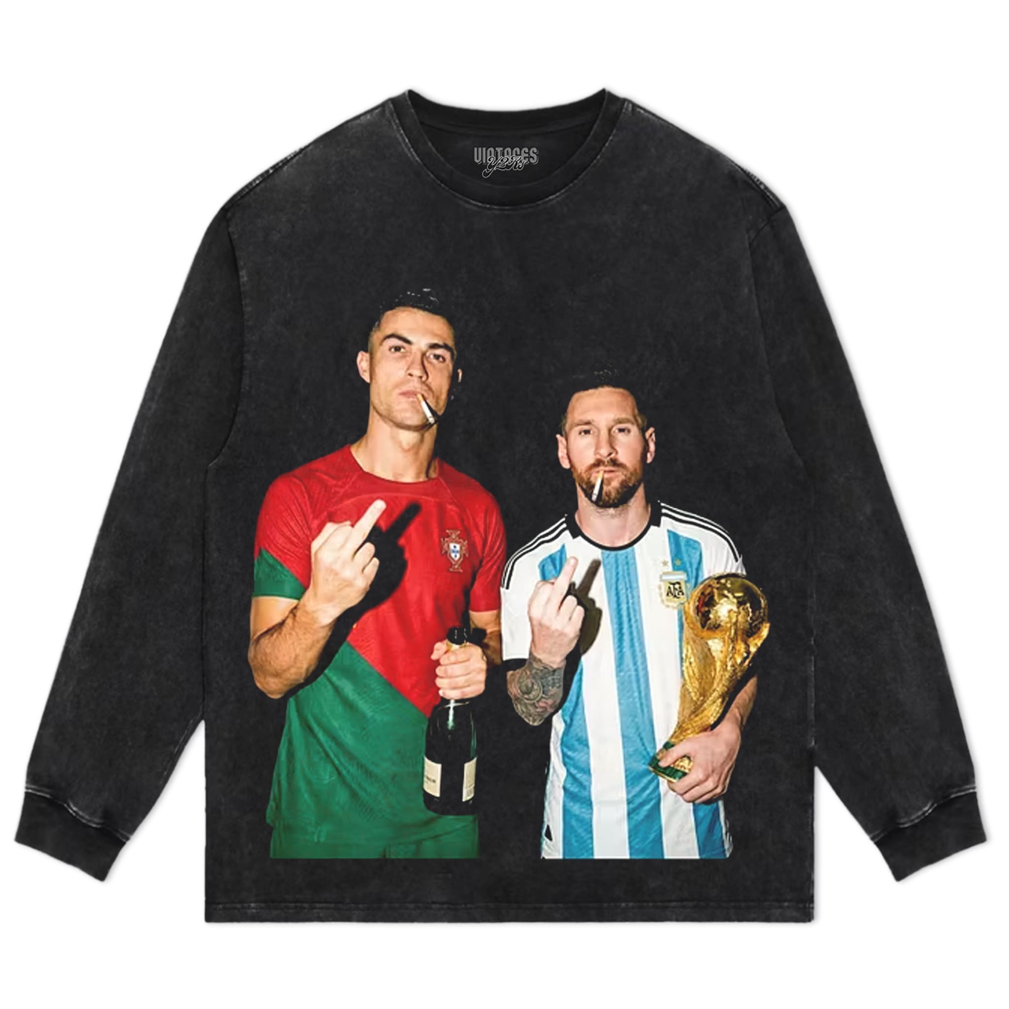 ARGENTINA MESSI & CRISTIANO RONALDO FUNNY VINTAGE TANK TOP & TEE & LONG SLEEVE & LAYERED LS & HOODIE