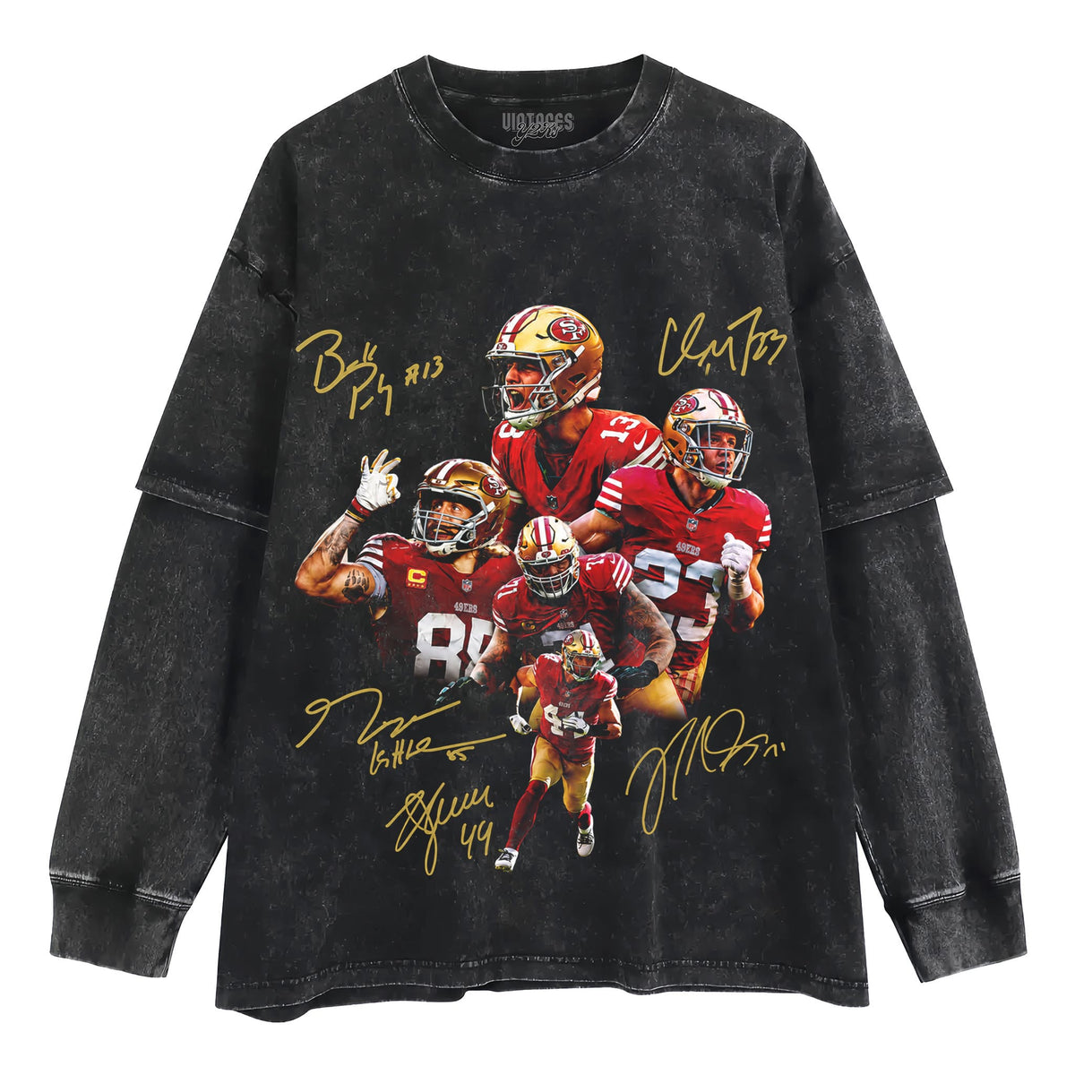 BROCK PURDY & KYLE JUSZCZYK & GEORGE KITTLE & CHRISTIAN MCCAFFREY 49ERS TANK TOP & TEE & LONG SLEEVE & LAYERED LS & HOODIE