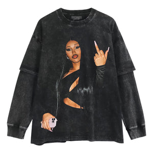CARDI B MIDDLE FINGER MEME VINTAGE V2 TANK TOP & TEE & LONG SLEEVE & LAYERED LS & HOODIE