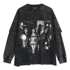 CARDI B PRESS LAYERED LONG SLEEVE