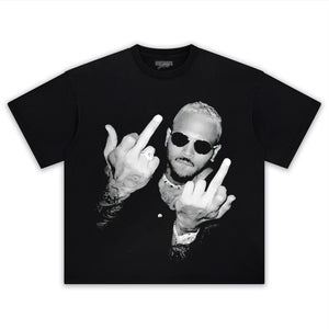 CHRIS BROWN VINTAGE MIDDLE FINGER  TEE & LS & HOODIE