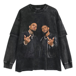 CHRIS BROWN AND USHER - MIDDLE FINGER TANK TOP & TEE & LONG SLEEVE & LAYERED LS & HOODIE