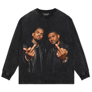 CHRIS BROWN AND USHER - MIDDLE FINGER V2 TANK TOP & TEE & LONG SLEEVE & LAYERED LS & HOODIE