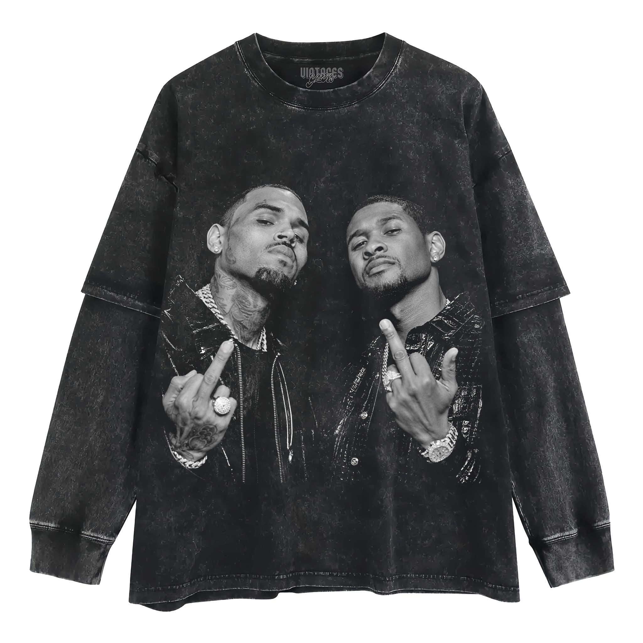 CHRIS BROWN AND USHER - MIDDLE FINGER V3 TANK TOP & TEE & LONG SLEEVE & LAYERED LS & HOODIE