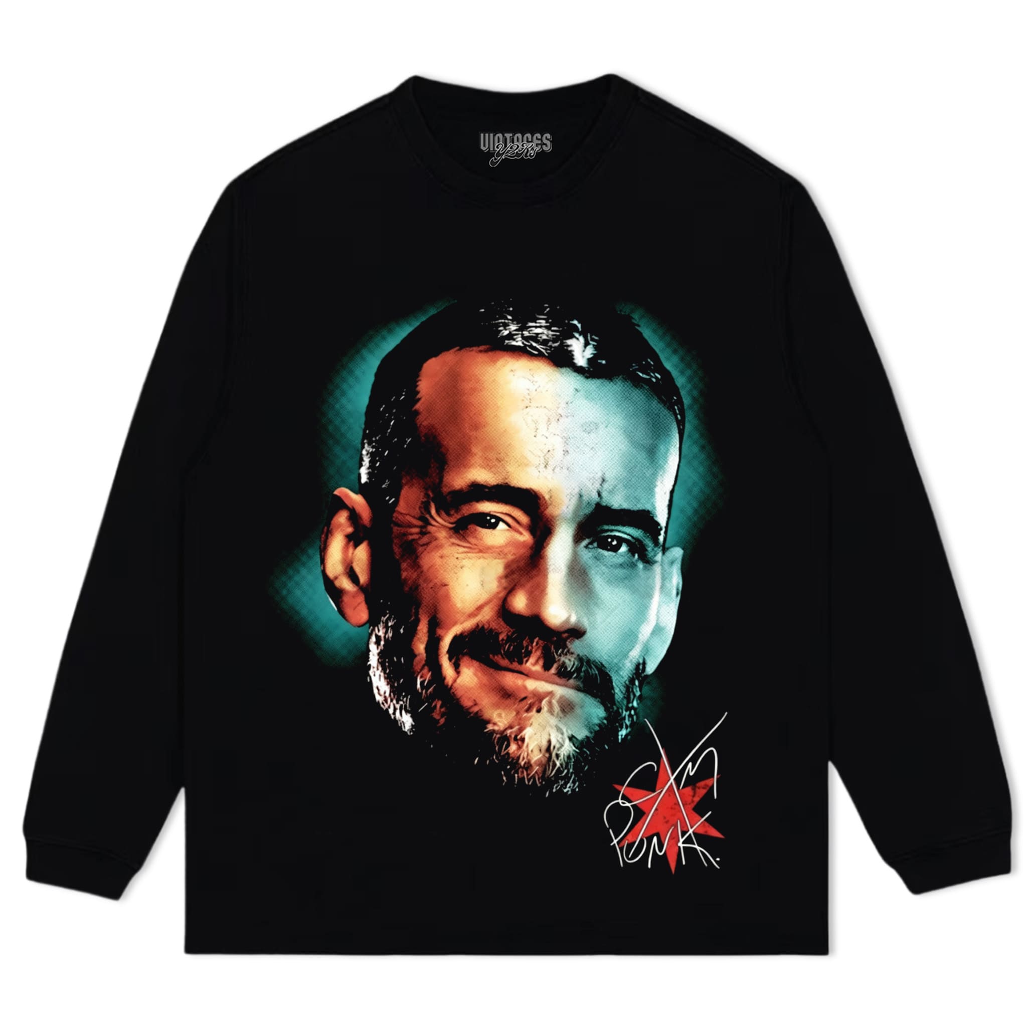 CM PUNK SIGNED WWE PRO WRESTLING TANK TOP & TEE & LONG SLEEVE & LAYERED LS & HOODIE