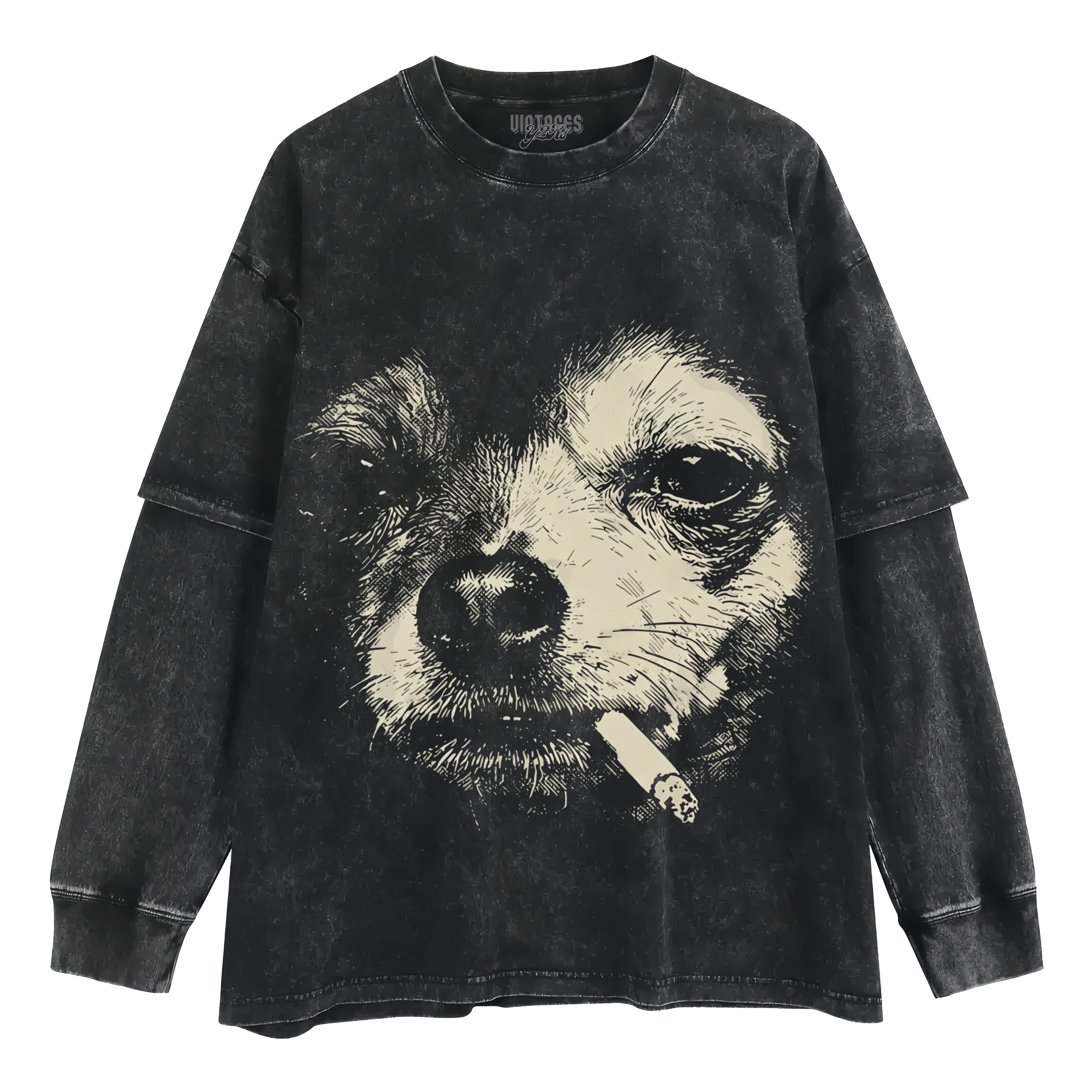 DOG - SMOKING - CIGARETTE TANK TOP & TEE & LONG SLEEVE & LAYERED LS & HOODIE