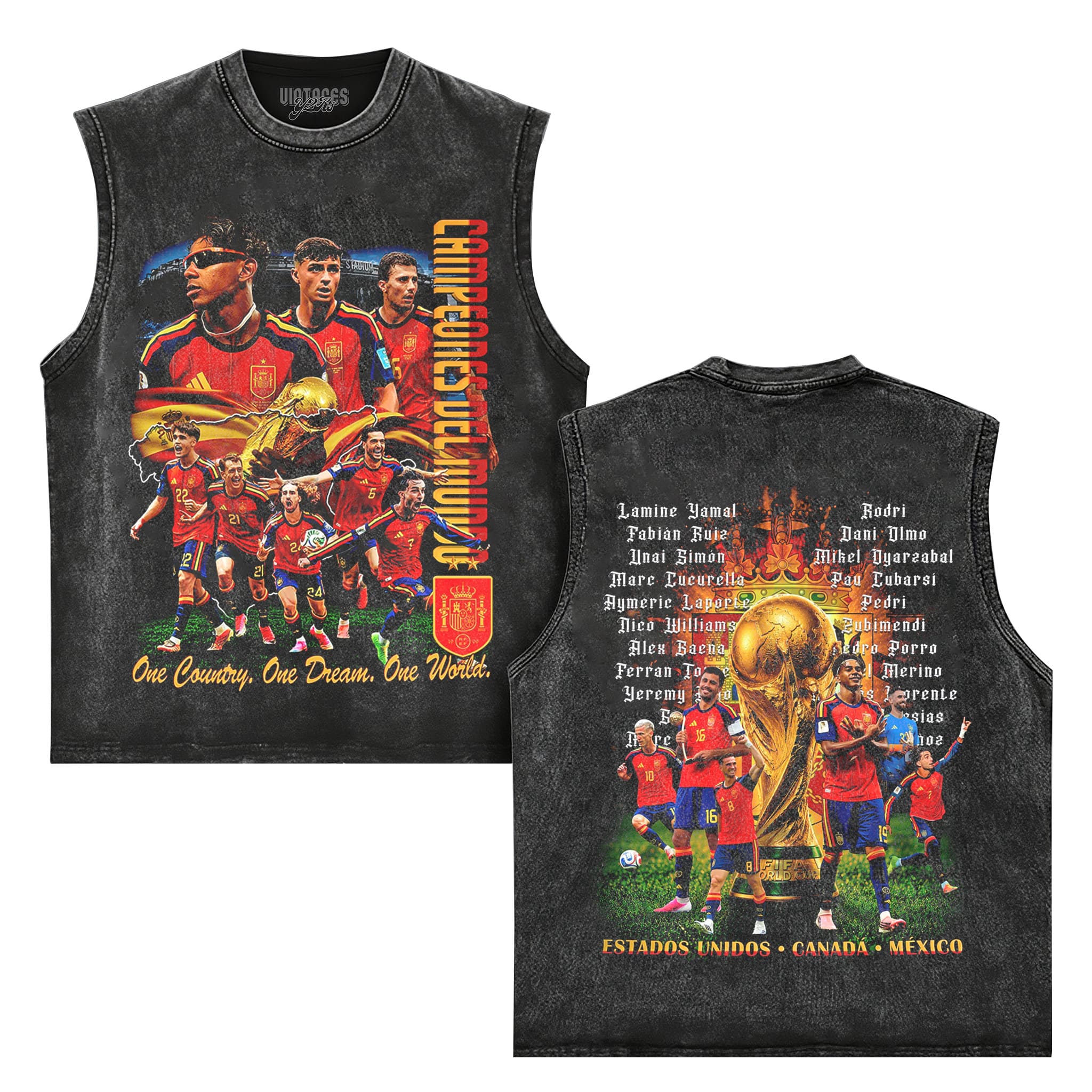 ESPAÑA WORLD CHAMPIONS WASHED BLACK V2 TANK TOP & TEE