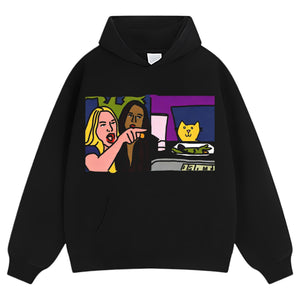 FUNNY WOMAN YELLING AT CAT MEMES TEE & LS & HOODIE