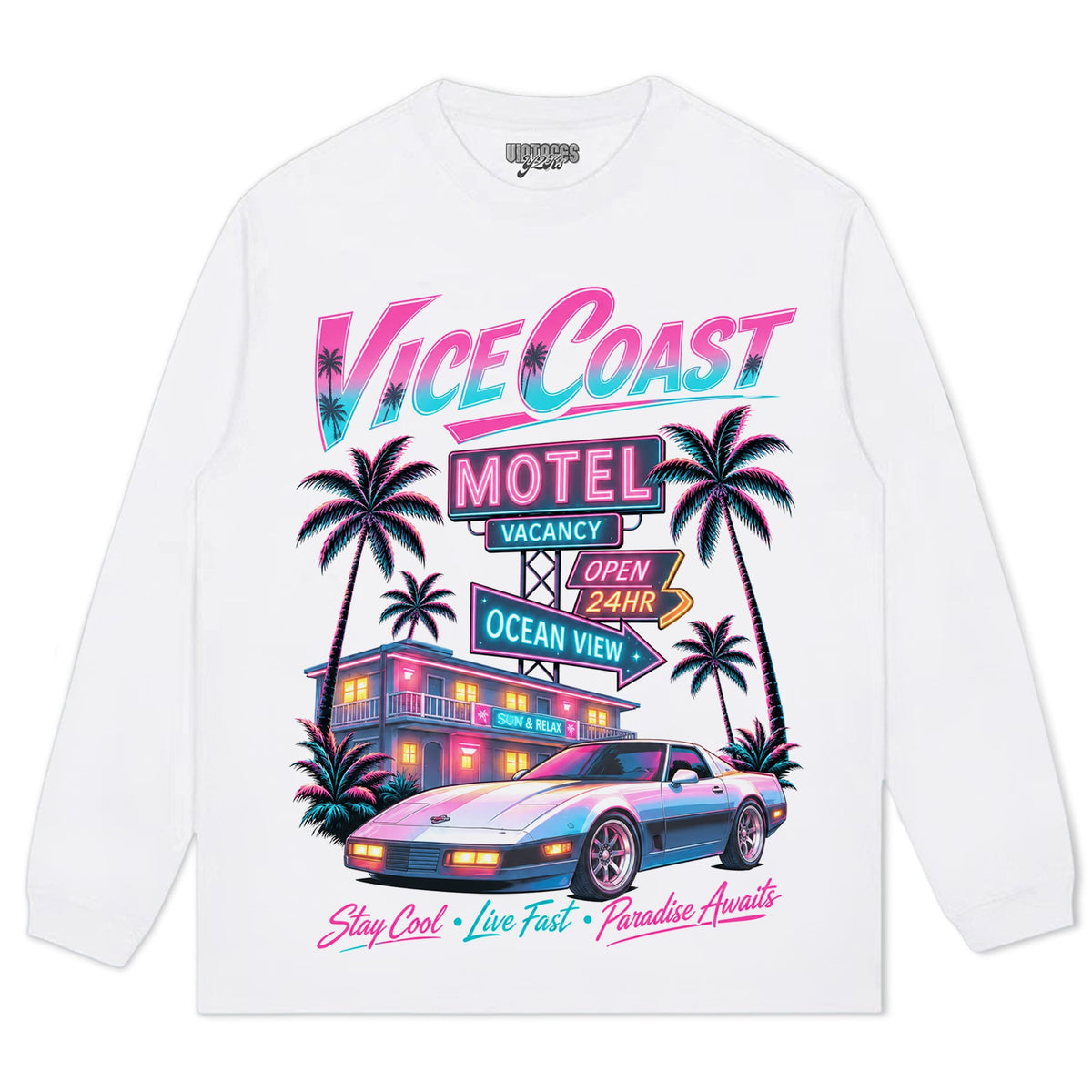 GTA INSPIRED VICE COAST TANK TOP & TEE & LONG SLEEVE & LAYERED LS & HOODIE