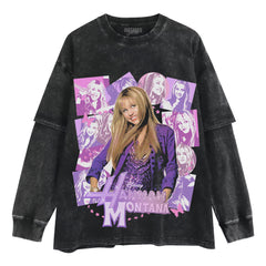 HANNAH MONTANA - VINTAGE 90S RETRO STYLE V5 LAYERED LONG SLEEVE