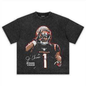 JA’MARR CHASE - CINCINNATI FOOTBALL VINTAGE TANK TOP & TEE & LONG SLEEVE & LAYERED LS & HOODIE