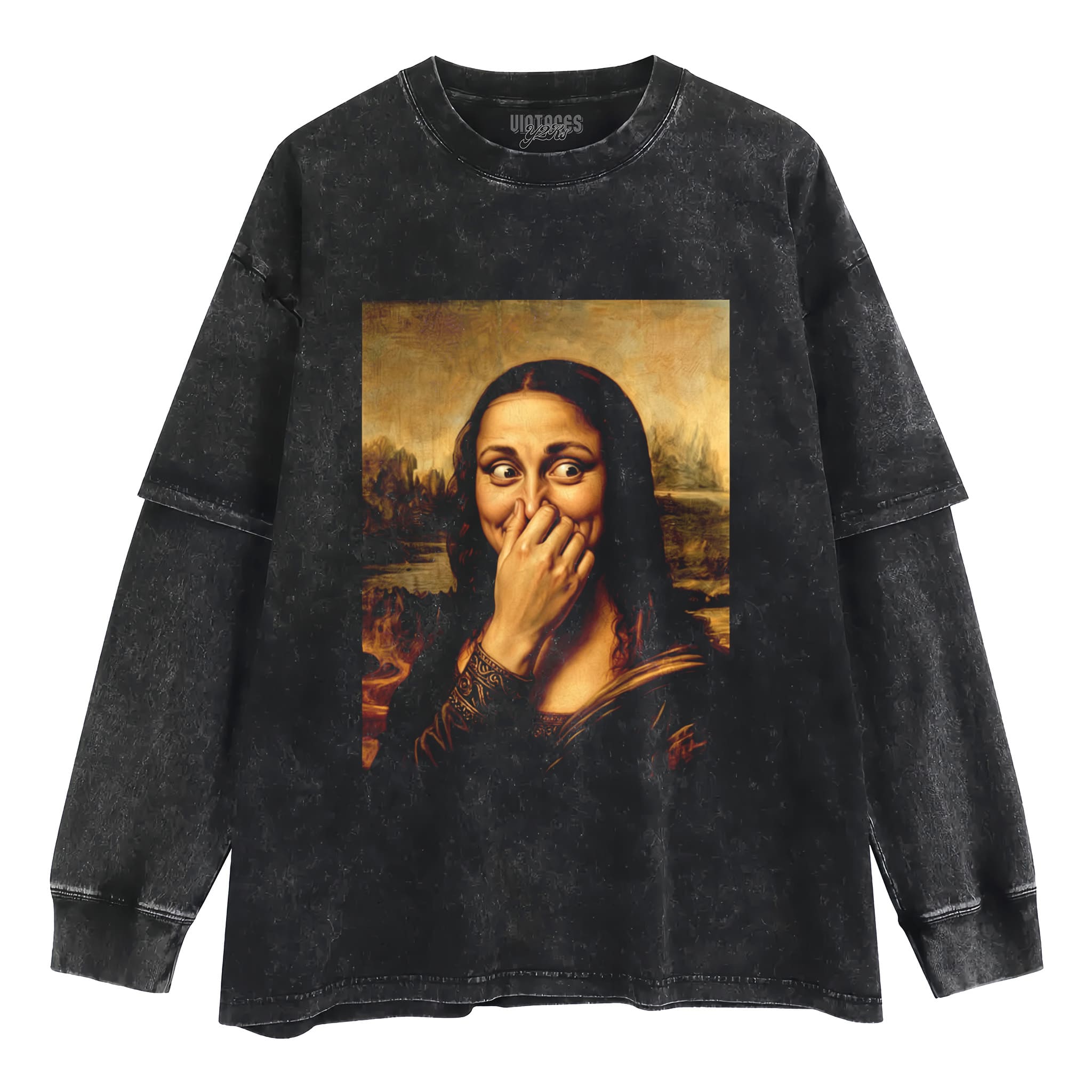MONA LISA PARODY - MONA LISA IN TOILET TANK TOP & TEE & LONG SLEEVE & LAYERED LS & HOODIE