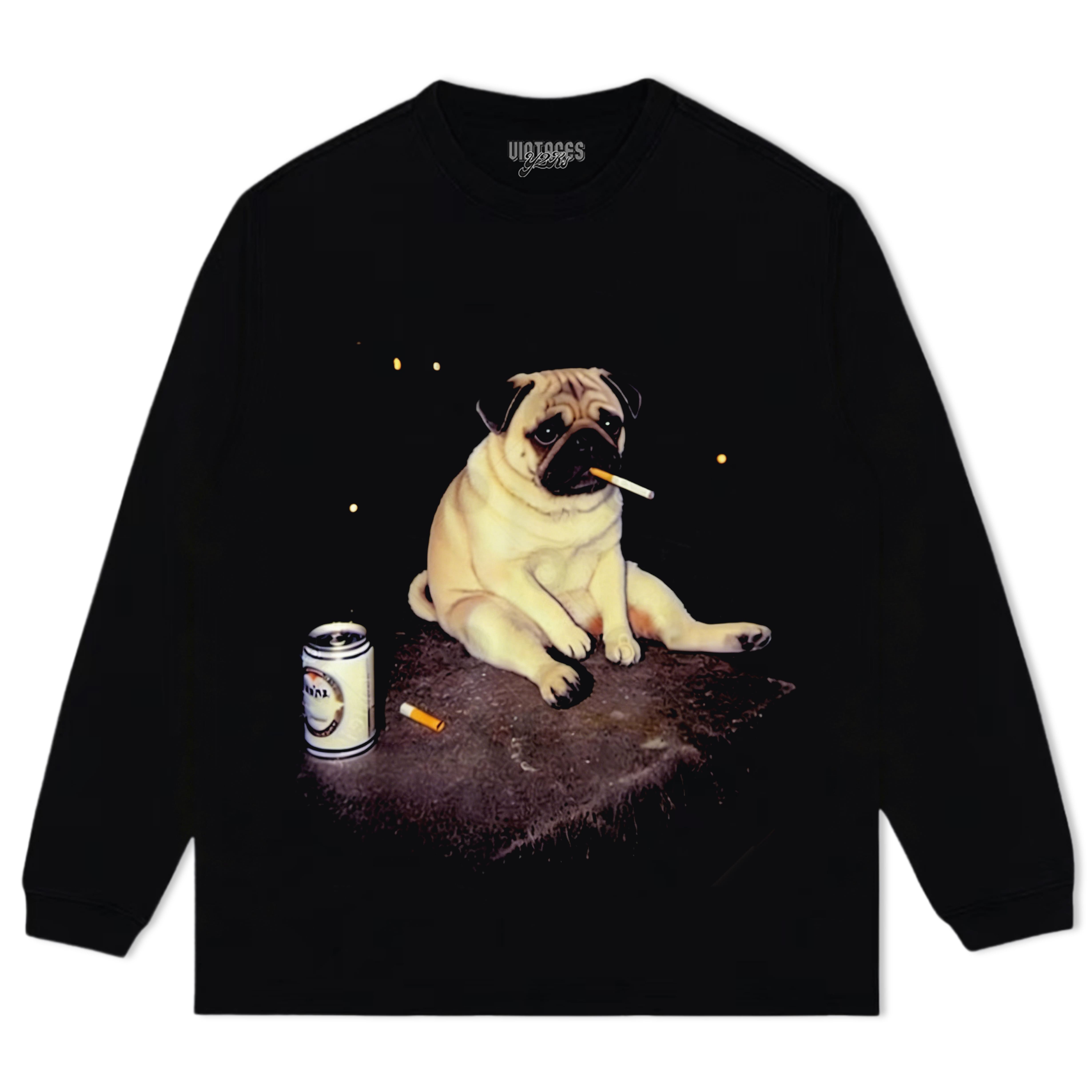 PUG SMOKING DOG LOVERS TANK TOP & TEE & LONG SLEEVE & LAYERED LS & HOODIE