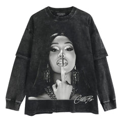 RETRO CARDI B LITTLE MISS DRAMA CONCERT TOUR 2026 LAYERED LONG SLEEVE