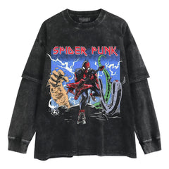 RETRO SPIDER PUNK PUNK-ROCK HERO LAYERED LONG SLEEVE